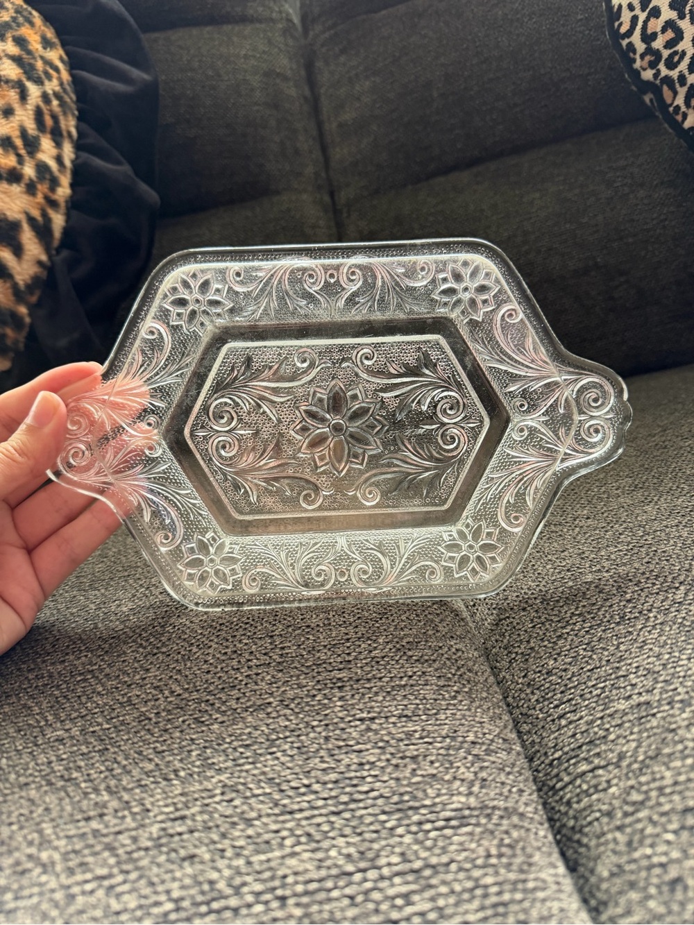 Indiana Glass Tiara Sandwich Clear Pressed Glass Serving Tray